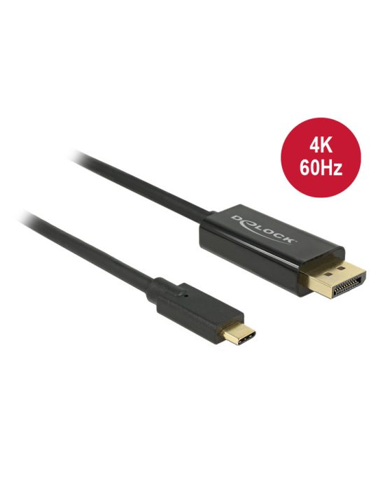 DeLock Cable USB Type-C male > Displayport male (DP Alt Mode) 4K 60 Hz 2m Black