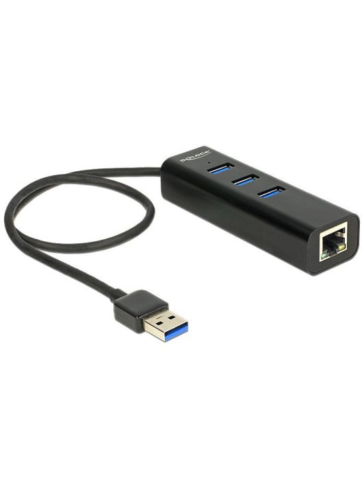 DeLock USB 3.0 Hub 3 Port + 1 Port Gigabit LAN 10/100/1000 Mbps