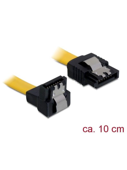 DeLock Cable SATA 6 Gb/s male straight > SATA male downwards angled 10 cm Yellow metal