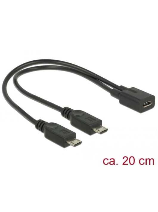 DeLock Cable USB micro B female > 2xUSB micro-B male 20cm Black