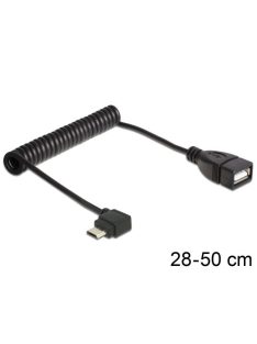   DeLock USB micro-B male angled > USB 2.0-A female OTG coiled Cable Black