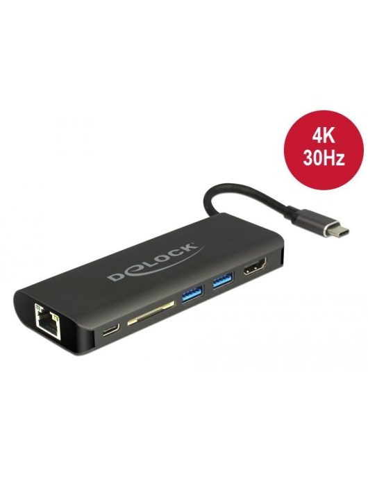 DeLock USB Type-C 3.1 Docking Station HDMI 4K 30Hz Gigabit LAN and USB PD function