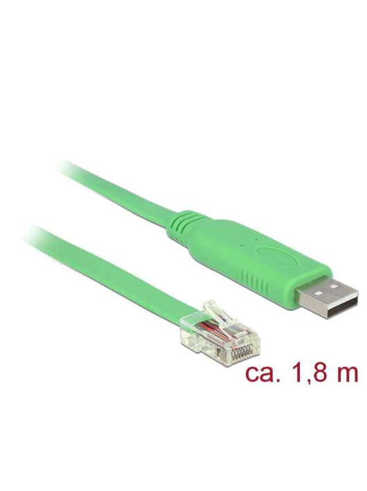 DeLock USB 2.0 Type-A male > 1xSerial RS-232 RJ45 male 1.8m Adapter Green