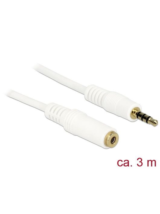 DeLock Audio Stereo Jack 3.5 mm male / female IPhone 4pin 3m Extension Cable 3m White