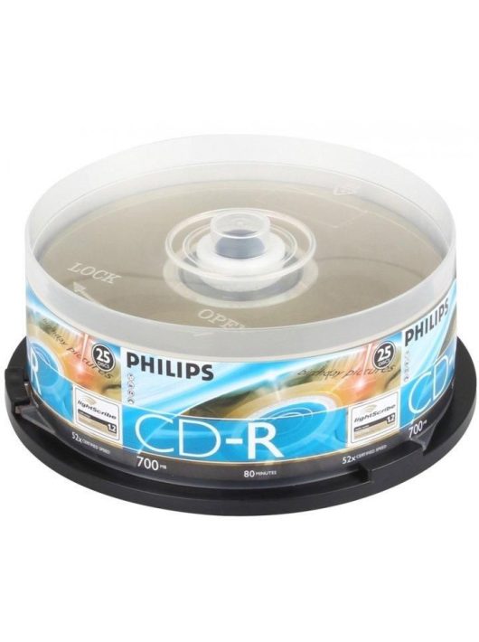 Philips CD-R 80 52x 25db/henger nyomtatható (25-ös címke)