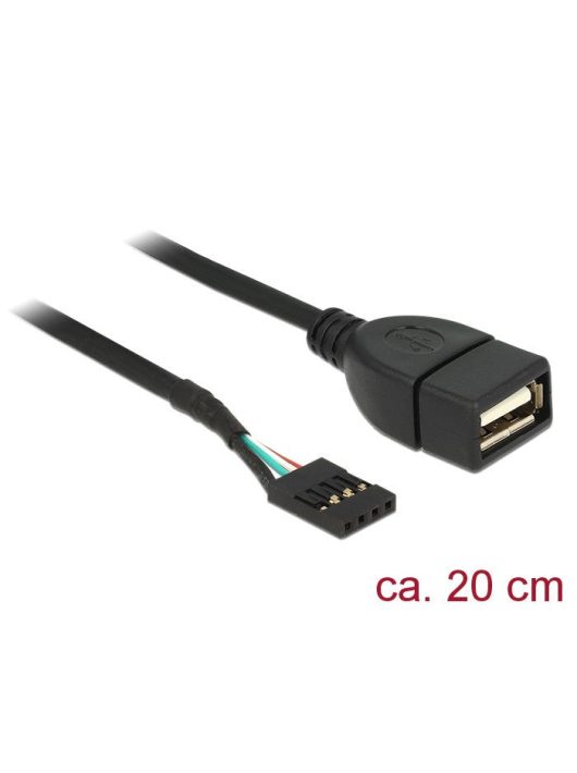 DeLock USB Pin header female > USB 2.0 type-A female Cable 20cm Black