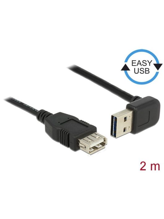 DeLock Extension cable EASY-USB 2.0 Type-A male angled up / down > USB 2.0 Type-A female 2m Black