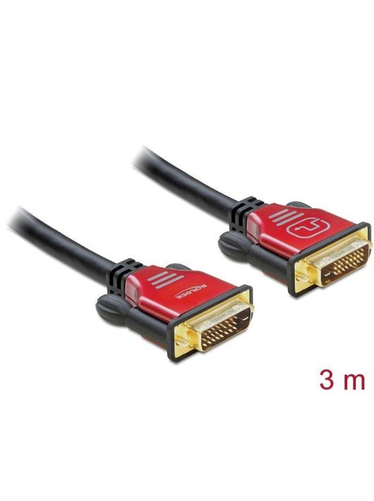 DeLock DVI-D (24+1 Dual Link) male > DVI-D (24+1 Dual Link) male 3m Redmetal