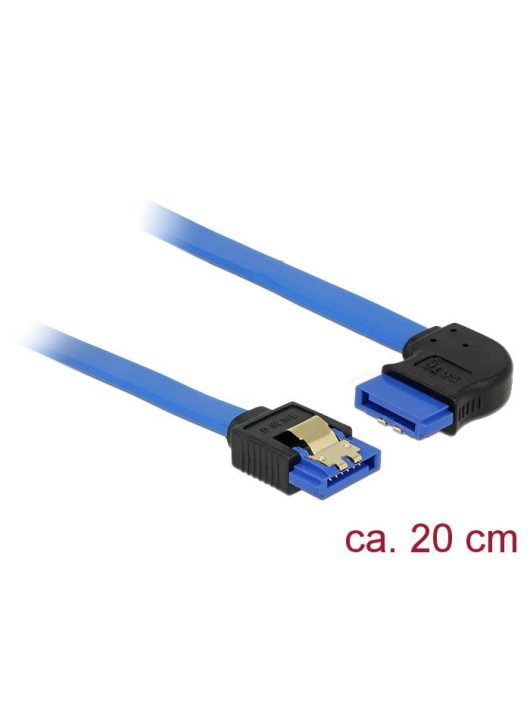 DeLock SATA 6 Gb/s receptacle straight > SATA receptacle right angled 20 cm blue with gold clips Cable