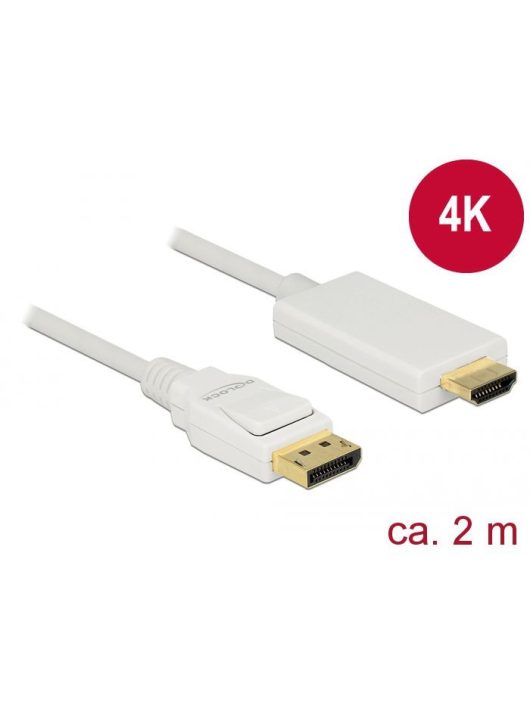 DeLock Displayport 1.2 male > High Speed HDMI-A male passive 4K 2m White