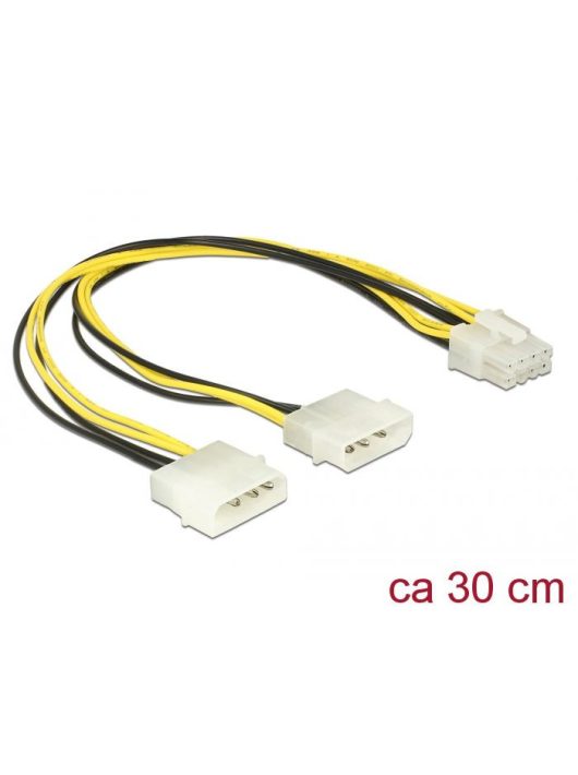 DeLock Power cable 2x 4 pin Molex male > 8 pin EPS male 30cm