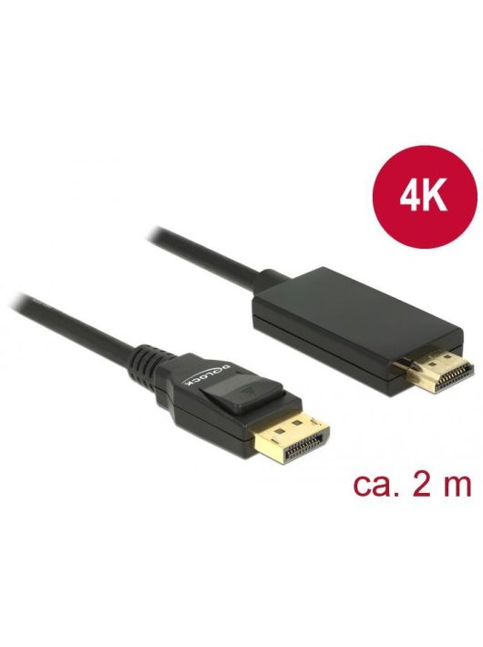 DeLock DisplayPort 1.2 male > High Speed HDMI-A male passive 4K 2m Cable Black