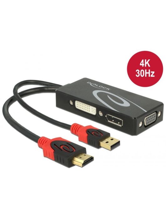 DeLock Adapter HDMI male > DVI / VGA / DisplayPort female 4K Black