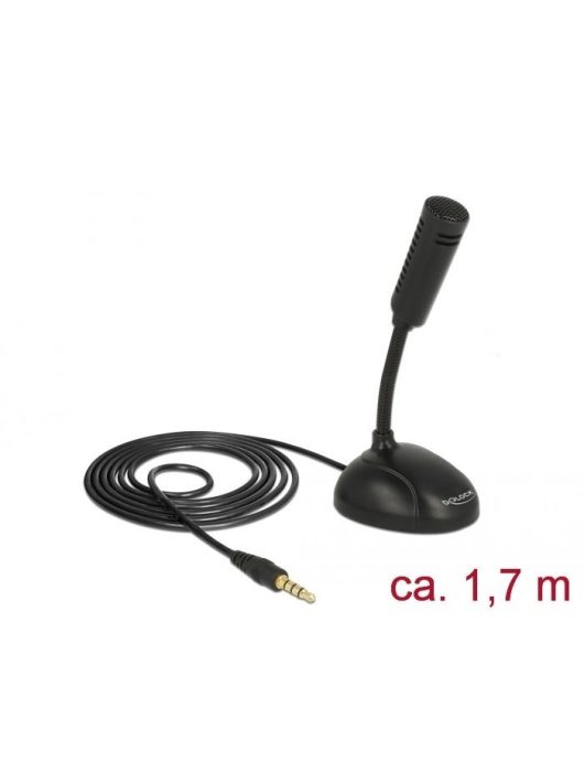 DeLock Condenser Microphone Omni-Directional for Smartphone / Tablet with gooseneck 3.5 mm 4 pin stereo jack male + 3.5 mm stereo jack female