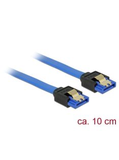   DeLock SATA 6 Gb/s receptacle straight > SATA receptacle straight 10 cm blue with gold clips cable