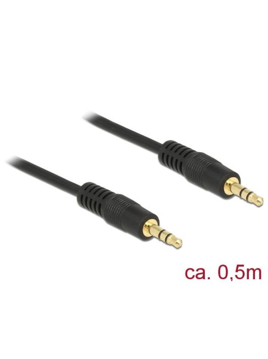 DeLock Stereo Jack Cable 3.5mm 3 pin male > male 0,5m Black