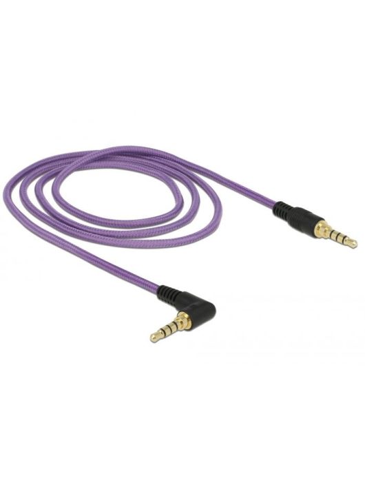 DeLock Stereo Jack Cable 3.5mm 4 pin male > male angled 1m Purple