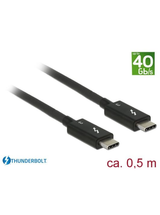 DeLock Thunderbolt 3 (40 Gb/s) USB-C cable male > male passive 0,5 m 5A Black