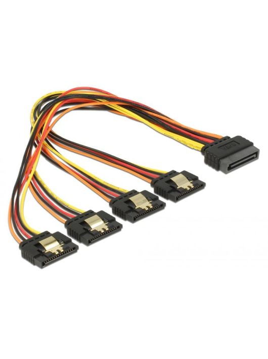 DeLock SATA 15 pin power plug with latching function > SATA 15 pin power receptacle 4x straight 30cm cable