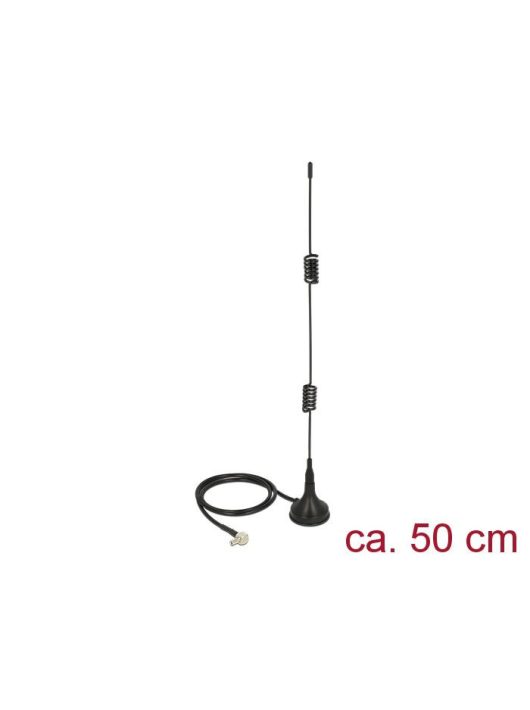 DeLock LTE Antenna TS-9 plug 90° 5 dBi fixed omnidirectional with magnetic base and connection cable RG-174 50 cm outdoor black