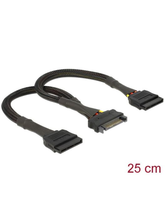 DeLock SATA 15 pin female > 2x SATA 15 pin male 25cm Power Cable 