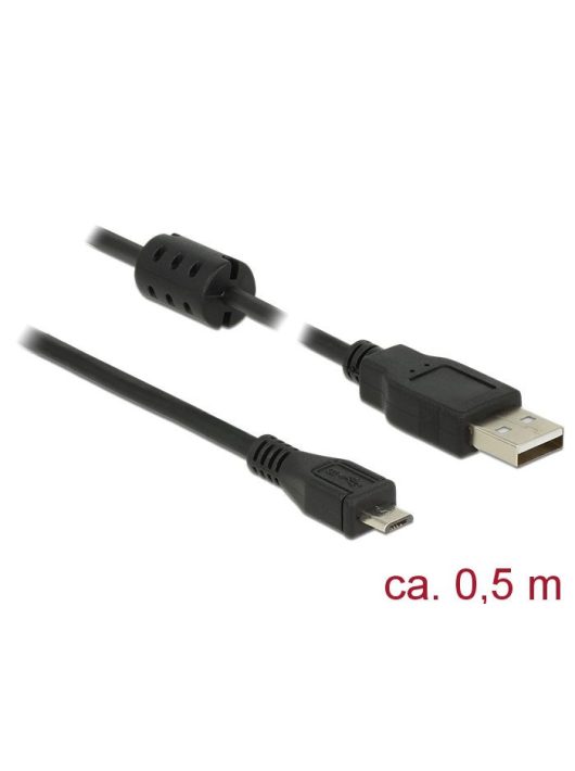 DeLock USB 2.0 Type-A male > USB 2.0 Micro-B male 0,5m cable Black