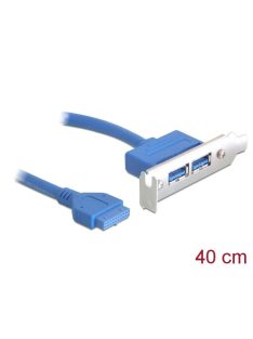   DeLock Slot bracket 1x19 pin USB 3.0 pin header female internal > 2x USB 3.0 Type-A female external Low Profile