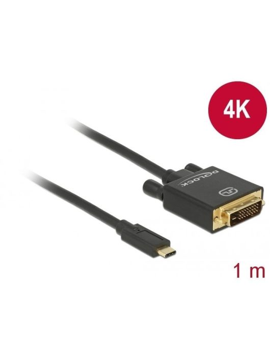 DeLock USB Type-C male > DVI-D (24+1 Single Link) (DP Alt Mode) 4K 30 Hz 1m Black