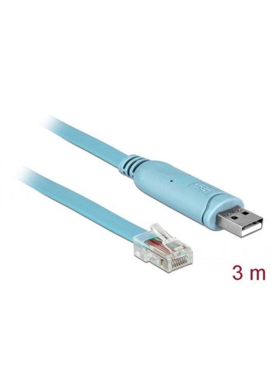 DeLock USB 2.0 Type-A male > 1x Serial RS-232 RJ45 male 3m Blue