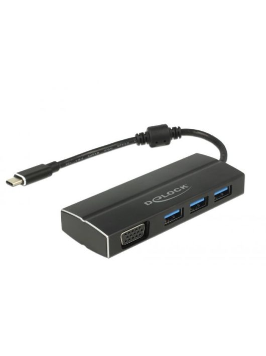 DeLock USB 3.1 Gen 1 Adapter USB Type-C to 3x USB 3.0 Type-A Hub + 1 x VGA (DP Alt Mode)