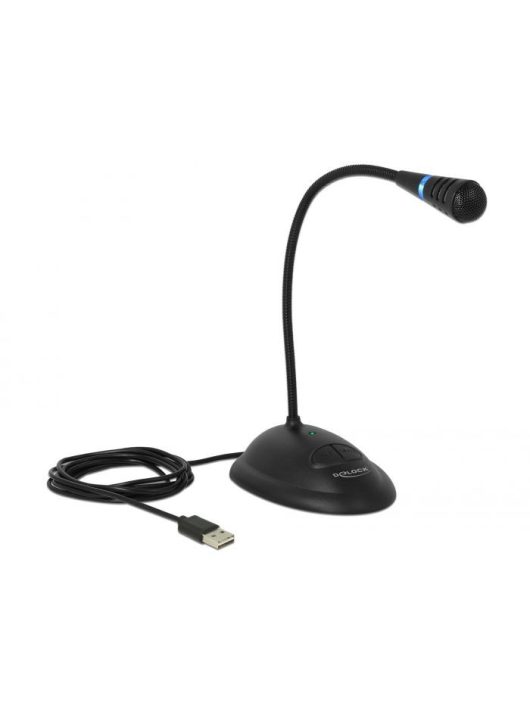 DeLock USB Gooseneck Microphone with base and mute + on / off button Black