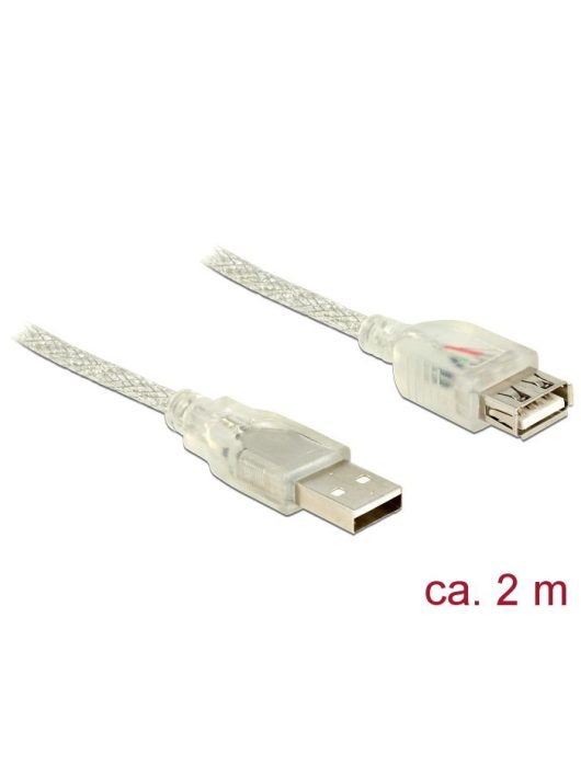 DeLock Extension cable USB 2.0 Type-A male > USB 2.0 Type-A female 2m Transparent