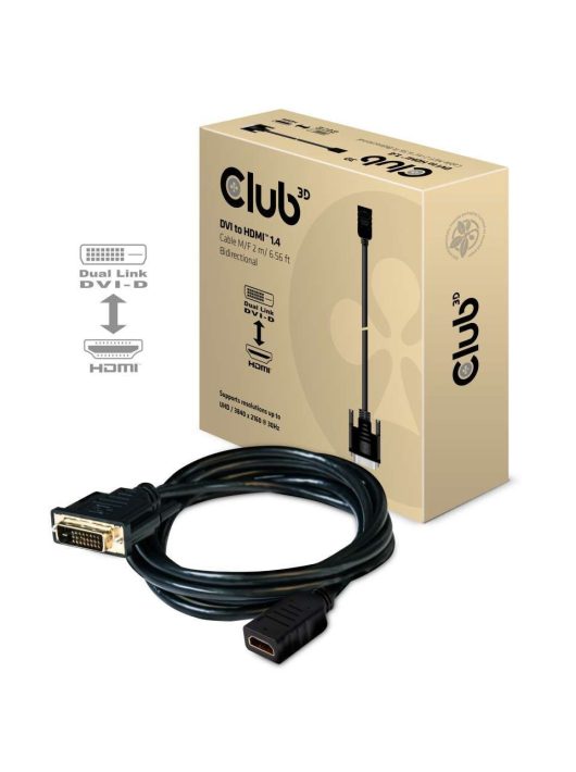 Club3D DVI-D (Dual Link) to HDMI 1.4 Cable M/F 2m Black