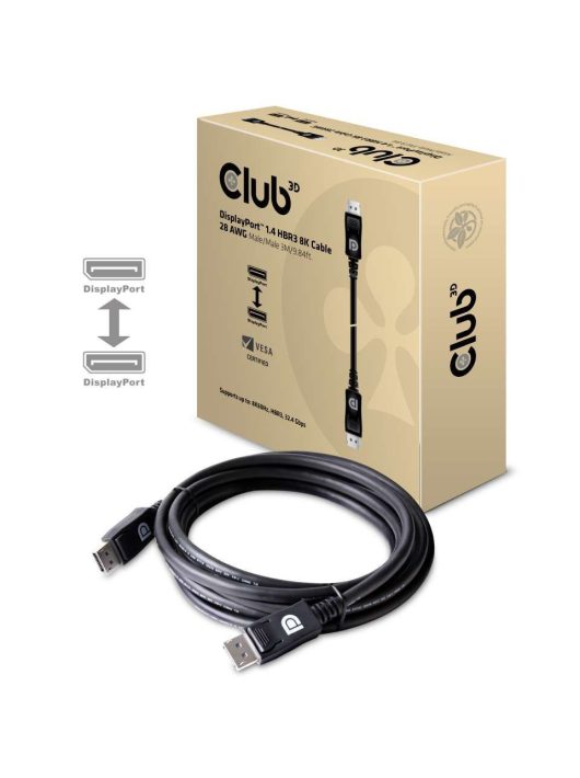 Club3D DisplayPort 1.4 HBR3 8K60Hz 28AWG kábel M/M 3m