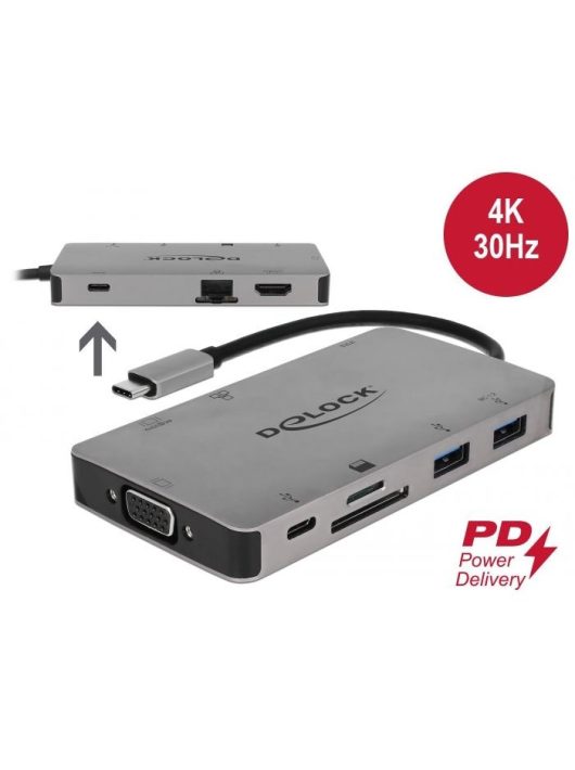 DeLock USB Type-C Docking Station 4K - HDMI/VGA/USB 3.1/SD/LAN/PD 3.0