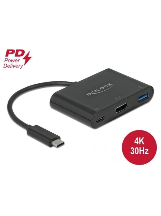 DeLock USB Type-C Adapter to HDMI 4K 30 Hz with USB Type-A and USB Type-C PD