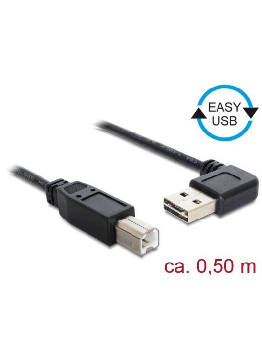 DeLock EASY-USB 2.0 Type-A male angled left / right > USB 2.0 Type-B male 0,5m cable