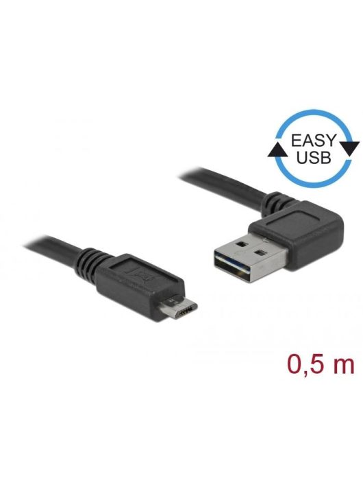 DeLock EASY-USB 2.0 Type-A male angled left / right > USB 2.0 Type Micro-B male 0,5m cable