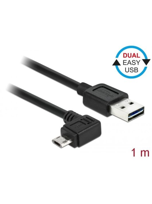 DeLock EASY-USB 2.0 Type-A male > EASY-USB 2.0 Type Micro-B male angled left/right 1m cable Black