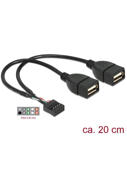 DeLock USB Cable Pin header female > 2 x USB 2.0 type-A female 20cm