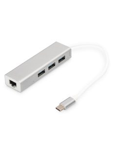 Digitus 3 Port USB 3.0 Type-C Hub with Gigabit Ethernet