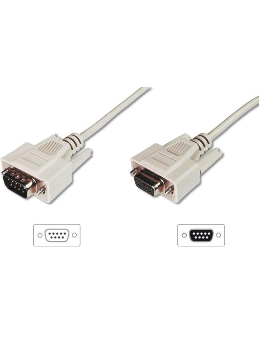 Assmann Datatransfer extension cable, D-Sub9 2m Beige