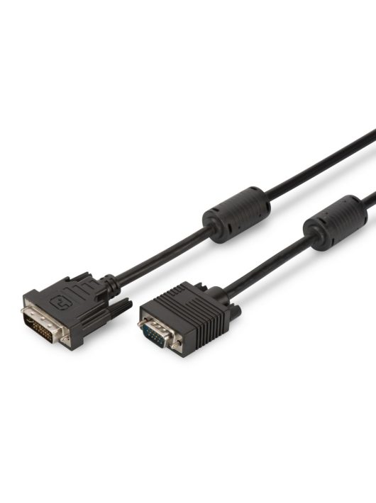 Assmann DVI adapter cable, DVI-I (Dual Link) (24+5) - HD15, 2x ferrit 2m Black