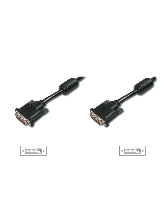 Assmann DVI connection cable, DVI(24+1), 2x ferrit 10m Black