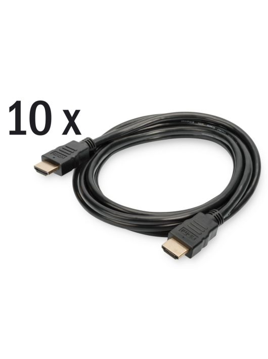 Assmann HDMI High Speed connection cable, type A 2m Black (10-pack)