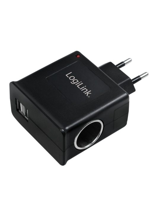 Logilink PA0046 Power Socket Adapter 2xUSB ports + 1x cigarette lighter socket 12W Black