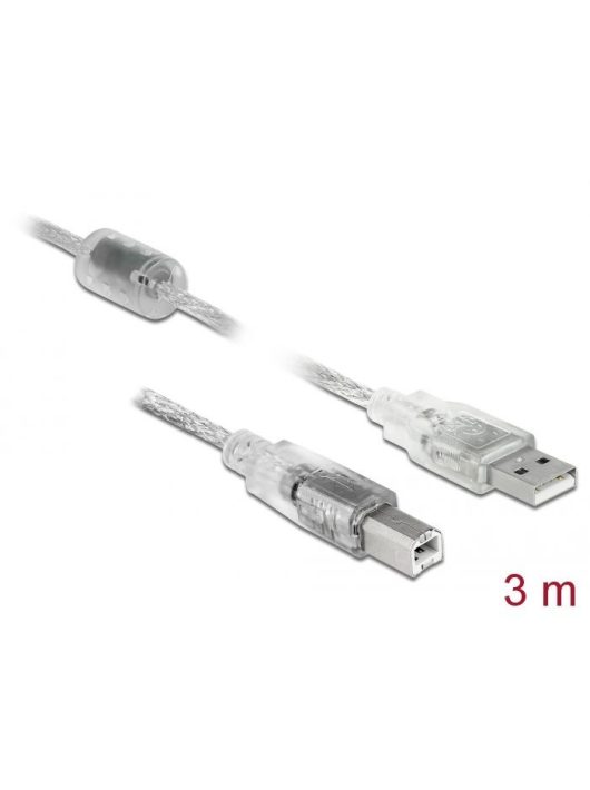 DeLock USB2.0 Type-A male > USB2.0 Type-B male 3m cable Transparent