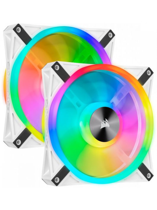 Corsair iCUE QL140 RGB PWM White Dual Fan Kit with Lighting Node CORE