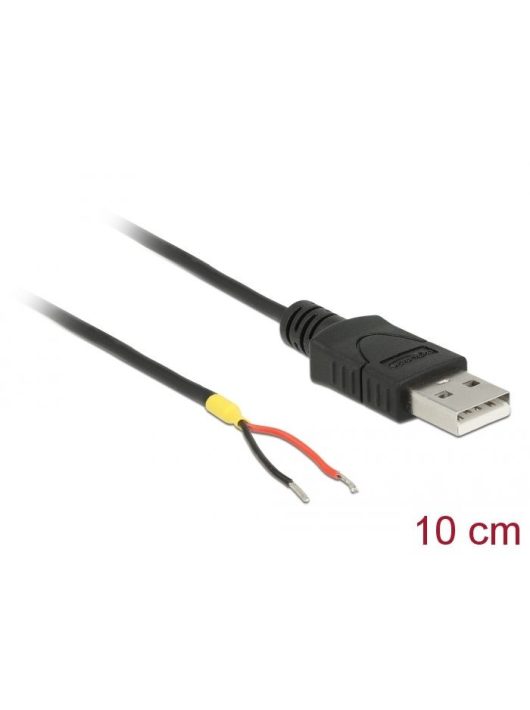 DeLock USB 2.0 Type-A male > 2 x open wires power 10 cm Raspberry Pi cable Black