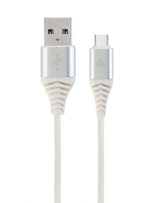 Gembird CC-USB2B-AMCM-1M-BW2 Premium cotton braided Type-C USB charging and data cable 1m Silver/White